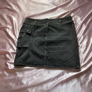 Armani exchange black denim cargo mini skirt